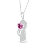 Thumbnail Image 2 of Heart-Shaped Pink Lab-Created Sapphire & White Lab-Created Sapphire Flip Flop Necklace Sterling Silver 18&quot;