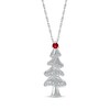 Thumbnail Image 1 of Lab-Created Ruby & White Lab-Created Sapphire Christmas Tree Necklace Sterling Silver 18&quot;