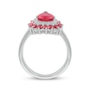 Thumbnail Image 3 of Pear-Shaped Lab-Created Ruby & White Lab-Created Sapphire Double Halo Ring Sterling Silver
