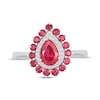 Thumbnail Image 4 of Pear-Shaped Lab-Created Ruby & White Lab-Created Sapphire Double Halo Ring Sterling Silver