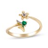Thumbnail Image 1 of Emerald & Diamond Deconstructed Butterfly Flower Ring 1/20 ct tw 10K Yellow Gold