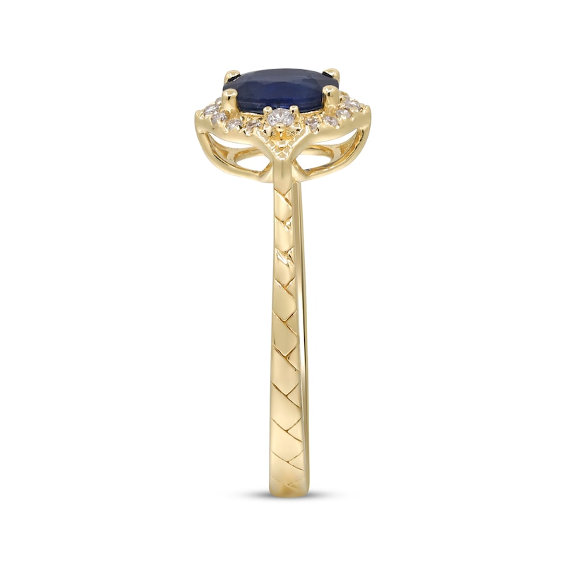 Oval-Cut Blue Sapphire & Diamond Arabesque Frame Ring 1/15 ct tw 10K ...