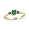 Thumbnail Image 0 of Emerald-Cut Emerald & Diamond Three-Stone Ring 1/20 ct tw 10K Yellow Gold
