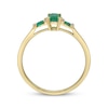Thumbnail Image 1 of Emerald-Cut Emerald & Diamond Three-Stone Ring 1/20 ct tw 10K Yellow Gold