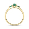 Thumbnail Image 2 of Emerald-Cut Emerald & Diamond Three-Stone Ring 1/20 ct tw 10K Yellow Gold