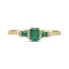 Thumbnail Image 2 of Emerald-Cut Emerald & Diamond Three-Stone Ring 1/20 ct tw 10K Yellow Gold