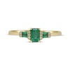 Thumbnail Image 3 of Emerald-Cut Emerald & Diamond Three-Stone Ring 1/20 ct tw 10K Yellow Gold