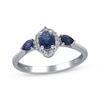 Thumbnail Image 1 of Oval-Cut & Pear-Shaped Blue Sapphire & Diamond Arabesque Frame Ring 1/10 ct tw 10K White Gold