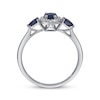 Thumbnail Image 2 of Oval-Cut & Pear-Shaped Blue Sapphire & Diamond Arabesque Frame Ring 1/10 ct tw 10K White Gold