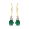 Thumbnail Image 2 of Oval-Cut Emerald & Diamond Drop Earrings 1/10 ct tw 10K Yellow Gold