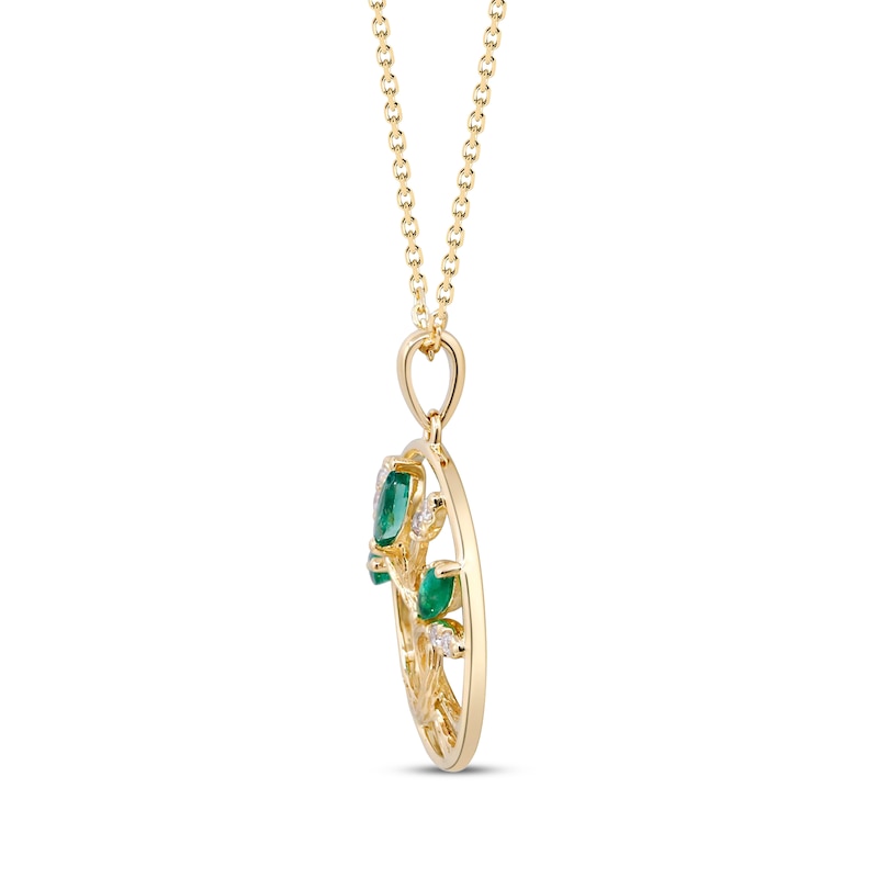 Main Image 2 of Emerald & DIamond Tree of Life Pendant 1/20 ct tw 10K Yellow Gold 18&quot;