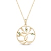 Thumbnail Image 3 of Emerald & DIamond Tree of Life Pendant 1/20 ct tw 10K Yellow Gold 18&quot;