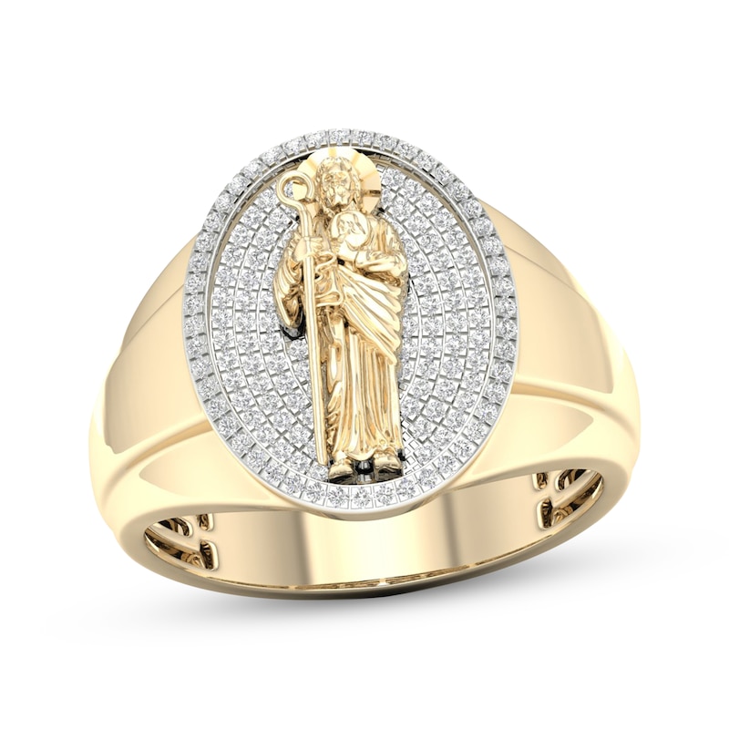 Main Image 1 of Men's Diamond Saint Jude Ring 3/8 ct tw 10K Yellow Gold