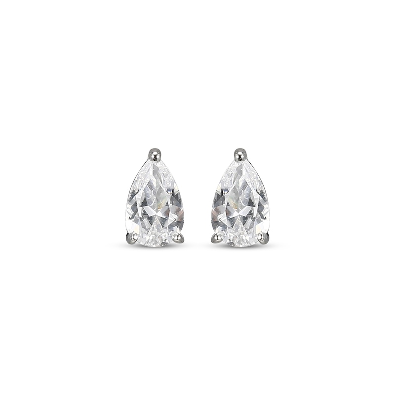 Main Image 2 of Pear-Shaped White Lab-Created Sapphire Solitaire Stud Earrings Sterling Silver