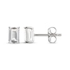 Thumbnail Image 2 of Emerald-Cut White Lab-Created Sapphire Solitaire Stud Earrings Sterling Silver