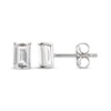 Thumbnail Image 3 of Emerald-Cut White Lab-Created Sapphire Solitaire Stud Earrings Sterling Silver