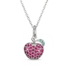 Thumbnail Image 1 of Lab-Created Ruby & Lab-Created Emerald Apple Necklace Sterling Silver 18&quot;