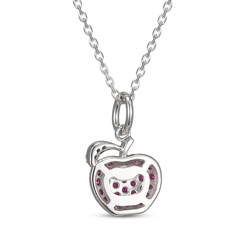 Main Image 3 of Lab-Created Ruby & Lab-Created Emerald Apple Necklace Sterling Silver 18&quot;