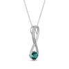 Thumbnail Image 2 of Lab-Created Emerald & White Lab-Created Sapphire Swirl Necklace Sterling Silver 18"
