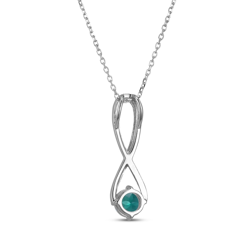 Main Image 3 of Lab-Created Emerald & White Lab-Created Sapphire Swirl Necklace Sterling Silver 18"