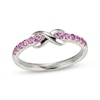 Thumbnail Image 1 of Pink Lab-Created Sapphire Infinity Ring Sterling Silver