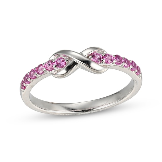 Pink Lab-Created Sapphire Infinity Ring Sterling Silver