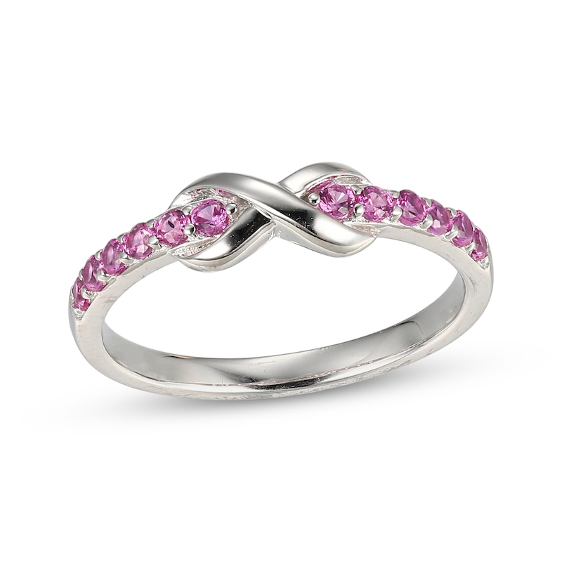 Pink Lab-Created Sapphire Infinity Ring Sterling Silver