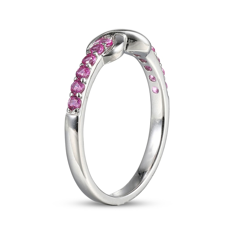 Main Image 2 of Pink Lab-Created Sapphire Infinity Ring Sterling Silver