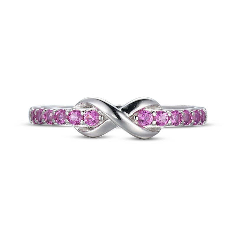 Main Image 3 of Pink Lab-Created Sapphire Infinity Ring Sterling Silver