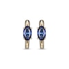 Thumbnail Image 2 of Oval-Cut Blue Lab-Created Sapphire Huggie Hoop Earrings 10K Yellow Gold