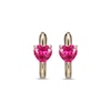 Thumbnail Image 2 of Heart-Shaped Lab-Created Ruby Huggie Hoop Earrings 10K Yellow Gold