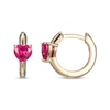 Thumbnail Image 3 of Heart-Shaped Lab-Created Ruby Huggie Hoop Earrings 10K Yellow Gold