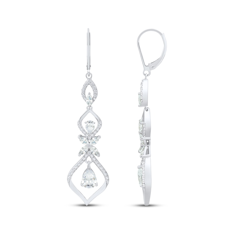 Pear, Marquise & Round-Cut White Lab-Created Sapphire Dangle Earrings Sterling Silver