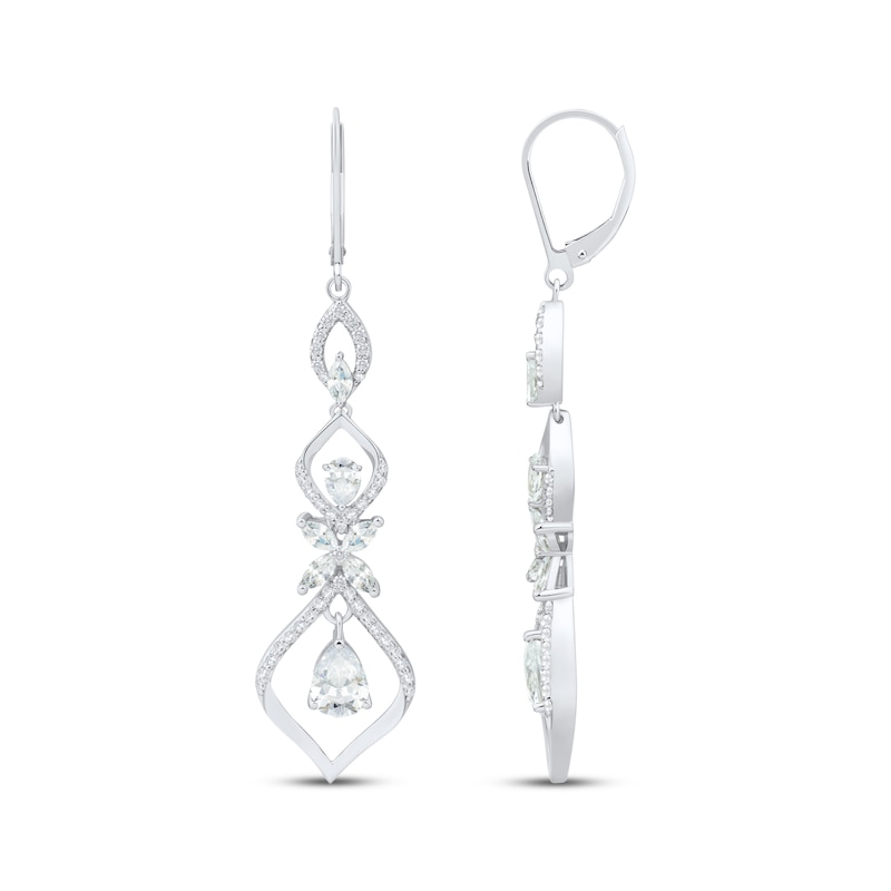Main Image 1 of Pear, Marquise & Round-Cut White Lab-Created Sapphire Dangle Earrings Sterling Silver