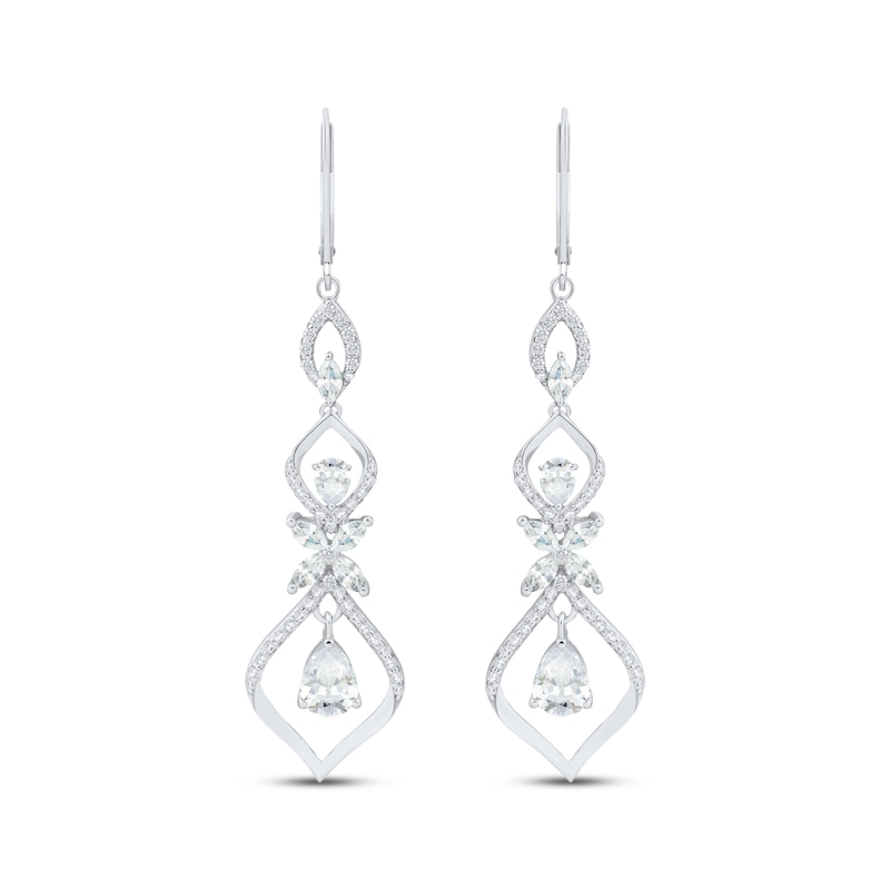 Main Image 2 of Pear, Marquise & Round-Cut White Lab-Created Sapphire Dangle Earrings Sterling Silver