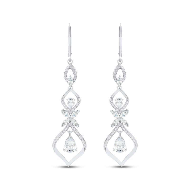 Pear, Marquise & Round-Cut White Lab-Created Sapphire Dangle Earrings Sterling Silver