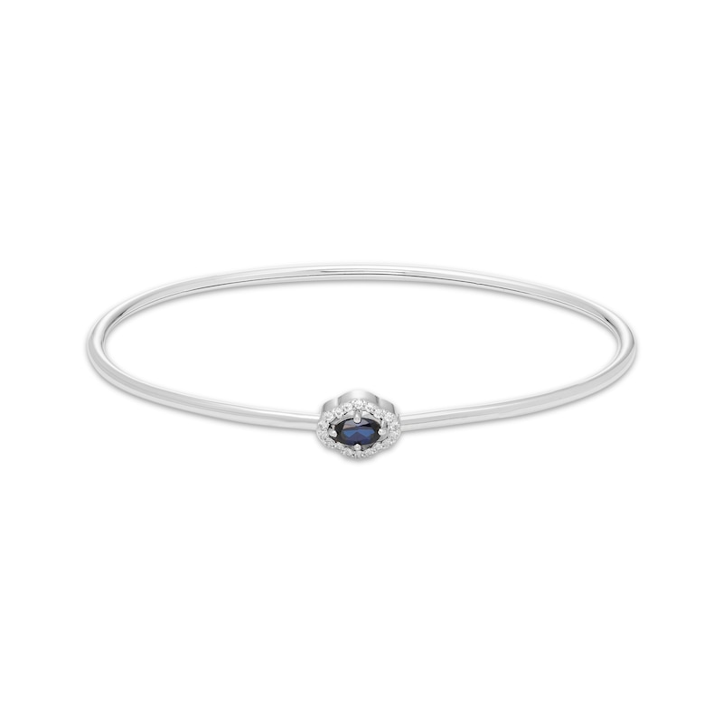 Main Image 1 of Oval-Cut Blue Lab-Created Sapphire & White Lab-Created Sapphire Flex Bangle Bracelet Sterling Silver