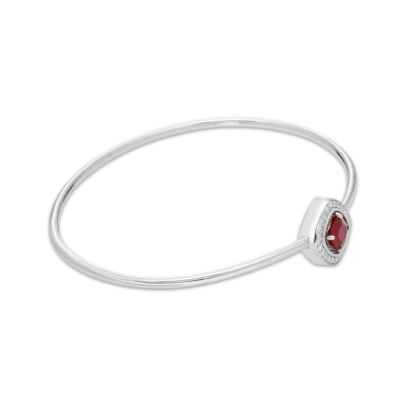 Main Image 2 of Cushion-Cut Lab-Created Ruby & White Lab-Created Sapphire Flex Bangle Bracelet Sterling Silver