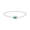 Thumbnail Image 1 of Octagon-Cut Lab-Created Emerald & White Lab-Created Sapphire Flex Bangle Bracelet Sterling Silver