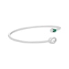 Thumbnail Image 4 of Octagon-Cut Lab-Created Emerald & White Lab-Created Sapphire Flex Bangle Bracelet Sterling Silver