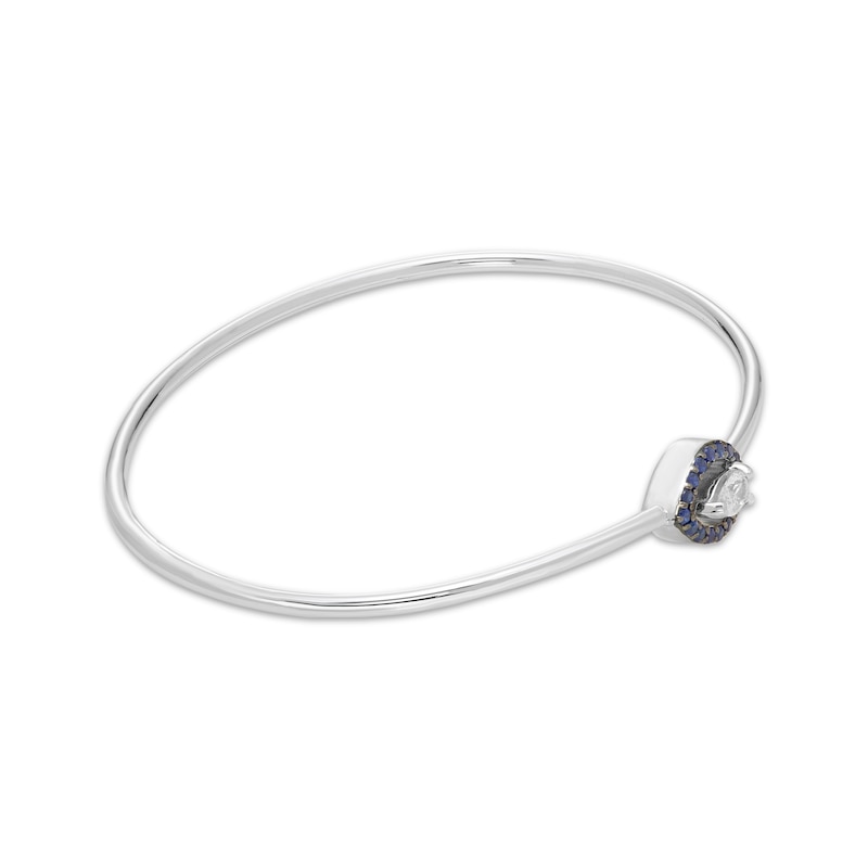 Main Image 2 of Pear-Shaped White Lab-Created Sapphire & Blue Lab-Created Sapphire Frame Flex Bangle Sterling Silver