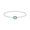 Thumbnail Image 1 of Oval-Cut White Lab-Created Sapphire & Lab-Created Emerald Halo Flex Bangle Sterling Silver