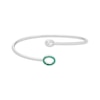 Thumbnail Image 3 of Oval-Cut White Lab-Created Sapphire & Lab-Created Emerald Halo Flex Bangle Sterling Silver