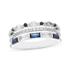 Thumbnail Image 0 of Multi-Shape Blue & White Lab-Created Sapphire Three-Row Ring Sterling Silver