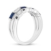 Thumbnail Image 1 of Multi-Shape Blue & White Lab-Created Sapphire Three-Row Ring Sterling Silver