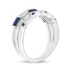 Thumbnail Image 2 of Multi-Shape Blue & White Lab-Created Sapphire Three-Row Ring Sterling Silver