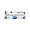 Thumbnail Image 3 of Multi-Shape Blue & White Lab-Created Sapphire Three-Row Ring Sterling Silver
