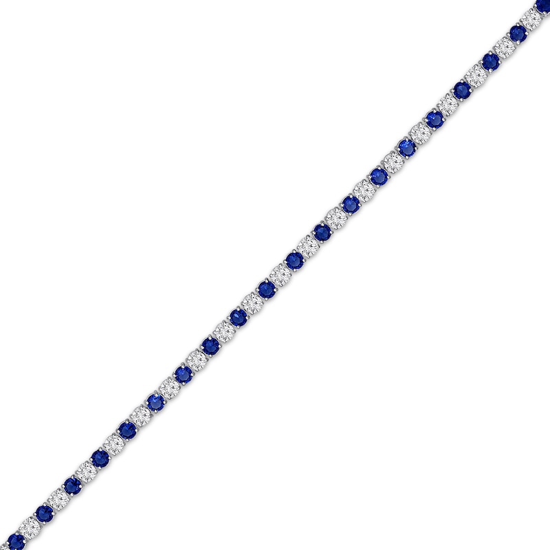 Main Image 2 of Blue & White Lab-Created Sapphire Line Bracelet Sterling Silver 7&quot;