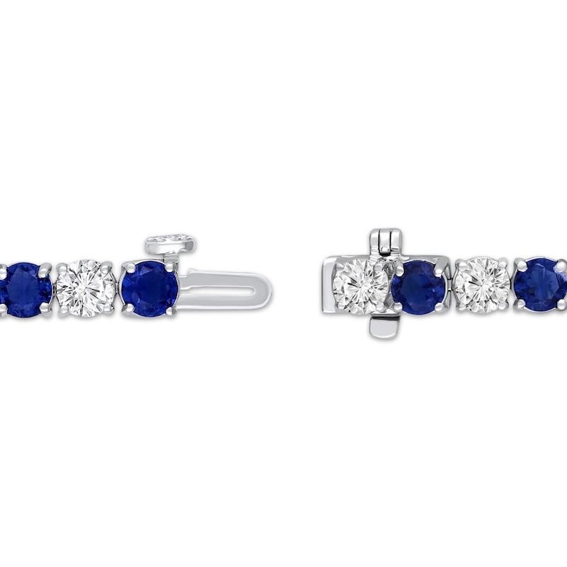 Main Image 3 of Blue & White Lab-Created Sapphire Line Bracelet Sterling Silver 7&quot;