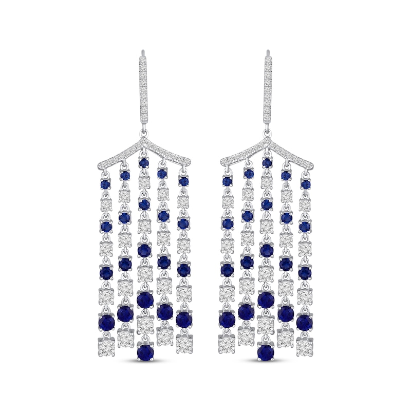 Main Image 2 of Blue & White Lab-Created Sapphire Chandelier Earrings Sterling Silver
